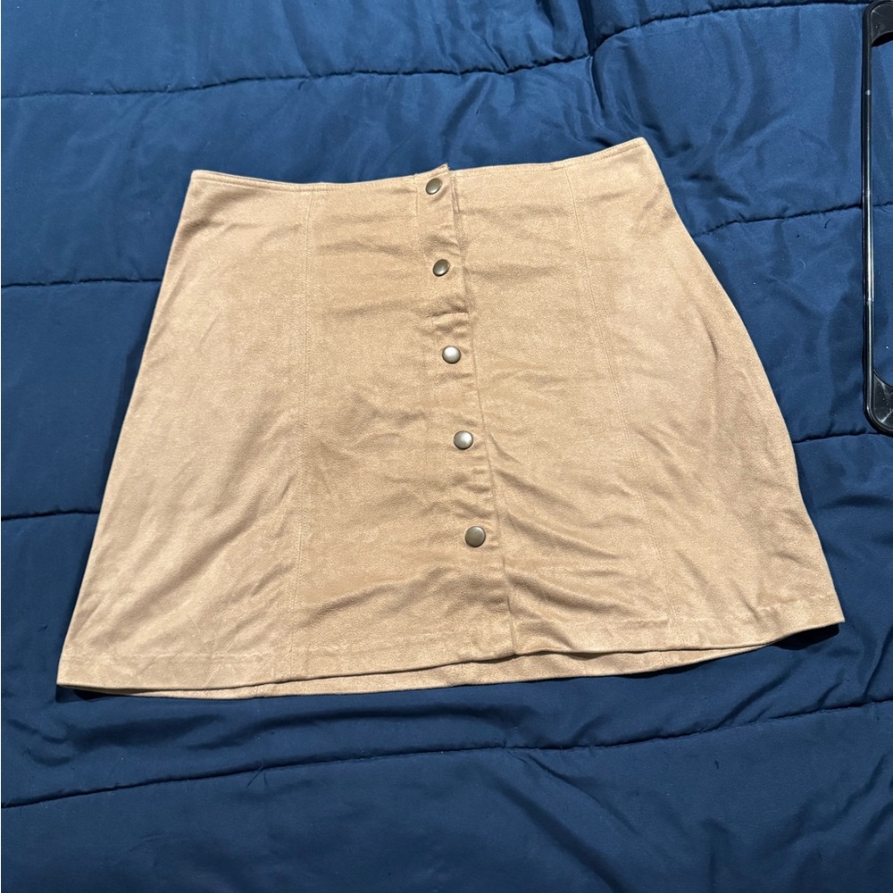 Tan Button-Front Women's Skirt